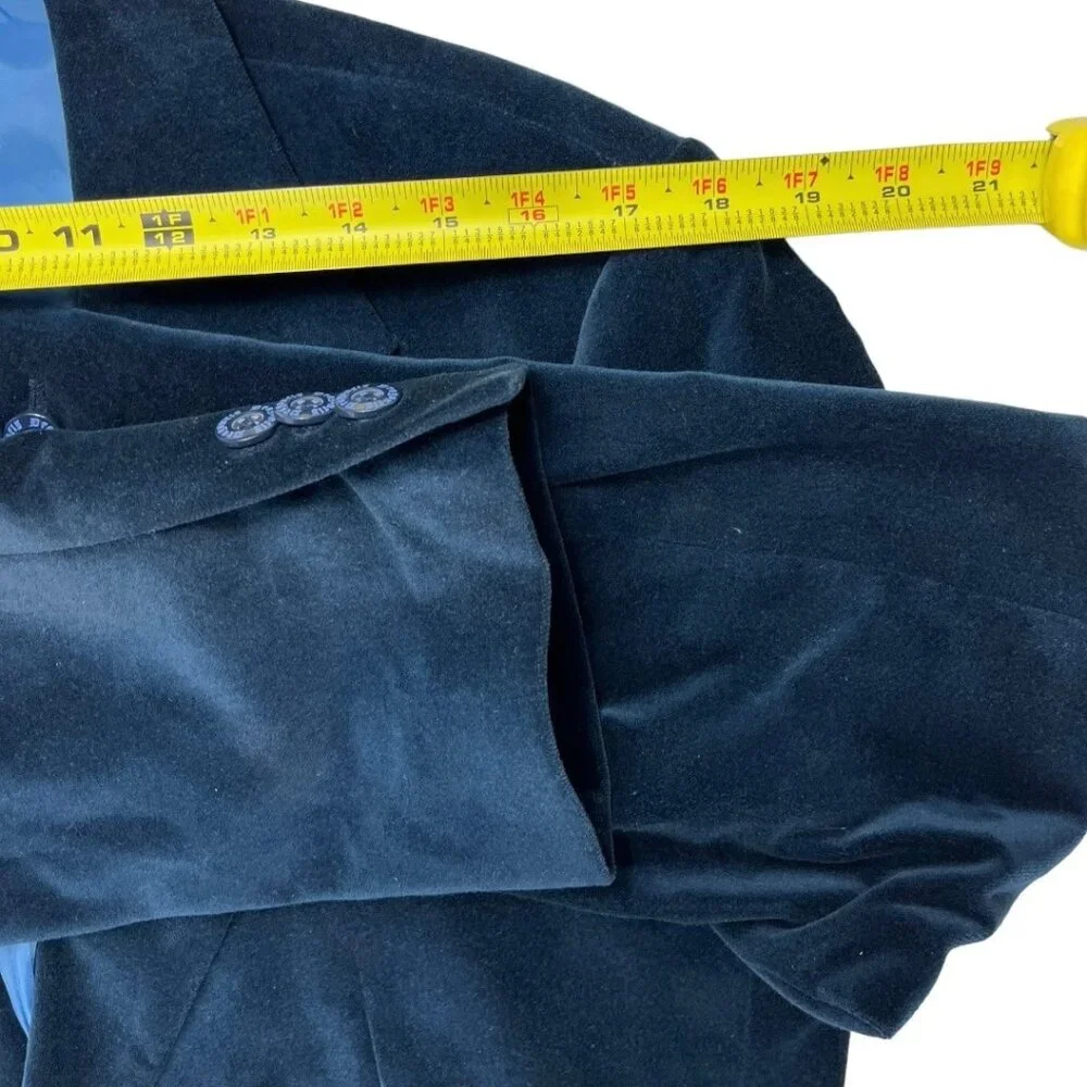 Dragonfly Mens Blue Velvet Velour Smoking Jacket Blazer Dress Coat Size Medium